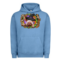 Pigment Pebble Blue halloween pig Urban Hoodie - CowhideDigitalArt