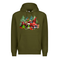 Army Green merry christmas truck afro gnomies Premium Hoodie - FaDigitalArtStudio