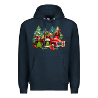 Navy merry christmas truck afro gnomies Premium Hoodie - FaDigitalArtStudio