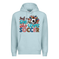Blue Mist just a girl who loves soccer Premium Hoodie - HRA Design Shop