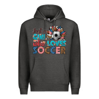 Charcoal Heather just a girl who loves soccer Premium Hoodie - HRA Design Shop