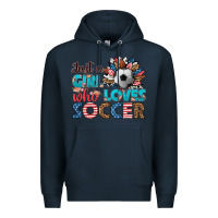 Navy just a girl who loves soccer Premium Hoodie - HRA Design Shop