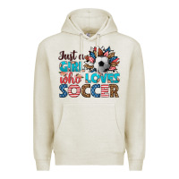 Oatmeal Heather just a girl who loves soccer Premium Hoodie - HRA Design Shop