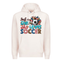 Pale Pink just a girl who loves soccer Premium Hoodie - HRA Design Shop
