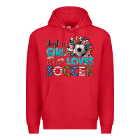 Red just a girl who loves soccer Premium Hoodie - HRA Design Shop