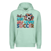 Seafoam just a girl who loves soccer Premium Hoodie - HRA Design Shop