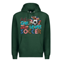 Sports Green just a girl who loves soccer Premium Hoodie - HRA Design Shop
