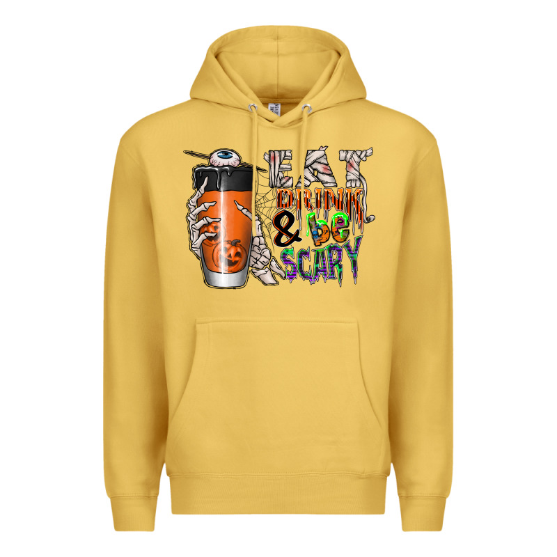 Eat Drink Be Scary Premium Hoodie by CowhideDigitalArt | Teevron