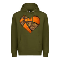 Army Green basketball heart Premium Hoodie - HRA Design Shop