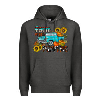 Charcoal Heather farm fresh pumpkin Premium Hoodie - CowhideDigitalArt