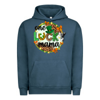 Pigment Midnight Navy One lucky mama  St. Patricks Day Urban Hoodie - Neo Western