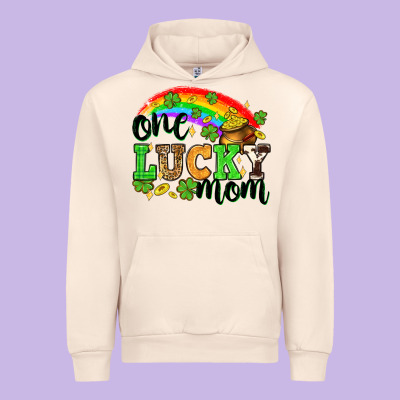 One Lucky Mom St. Patricks Day Urban Hoodie Designed By Neo Western