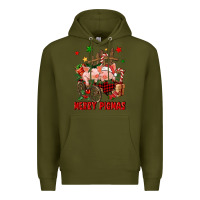 Army Green merry pig mas Premium Hoodie - FaDigitalArtStudio