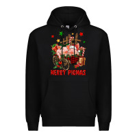 Black merry pig mas Premium Hoodie - FaDigitalArtStudio
