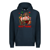Navy merry pig mas Premium Hoodie - FaDigitalArtStudio