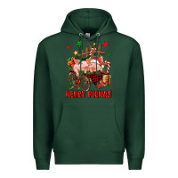 Sports Green merry pig mas Premium Hoodie - FaDigitalArtStudio