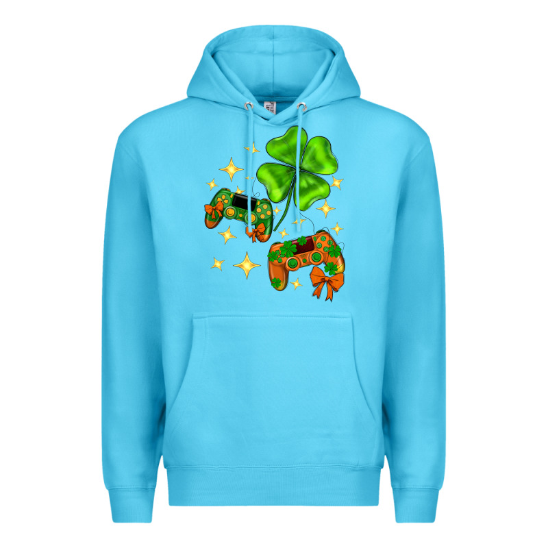 St. Patrick's Day With Game Control And Clover Premium Hoodie by Neo Western | Teevron