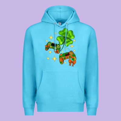 St. Patrick's Day With Game Control And Clover Premium Hoodie Designed By Neo Western