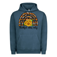 Pigment Midnight Navy Thankful Vibes Only Urban Hoodie - CowhideDigitalArt