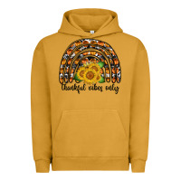Pigment Peanut Butter Thankful Vibes Only Urban Hoodie - CowhideDigitalArt