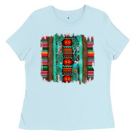 Baby Blue serape aztec leopard and turquoise glitter with gemstone brushstroke Ladies Tee - Artiststas