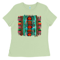 Matcha serape aztec leopard and turquoise glitter with gemstone brushstroke Ladies Tee - Artiststas