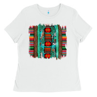 White serape aztec leopard and turquoise glitter with gemstone brushstroke Ladies Tee - Artiststas