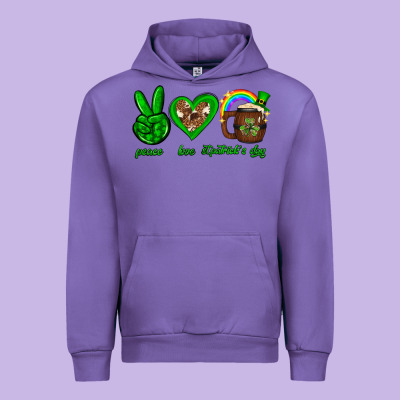 Peace Love Luck St. Patrick's Day Urban Hoodie Designed By Neo Western