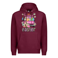 Burgundy Bunny Happy Easter truck Easter Day Premium Hoodie - Neo Western