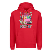 Red Bunny Happy Easter truck Easter Day Premium Hoodie - Neo Western