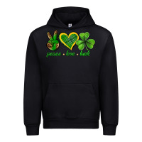 Black peace love luck st. patricks day nePeace love luck Urban Hoodie - Neo Western