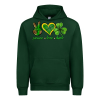 Forest Green peace love luck st. patricks day nePeace love luck Urban Hoodie - Neo Western