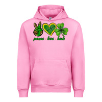 Fuchsia Pink peace love luck st. patricks day nePeace love luck Urban Hoodie - Neo Western