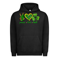 Pigment Black peace love luck st. patricks day nePeace love luck Urban Hoodie - Neo Western