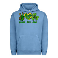Pigment Pebble Blue peace love luck st. patricks day nePeace love luck Urban Hoodie - Neo Western