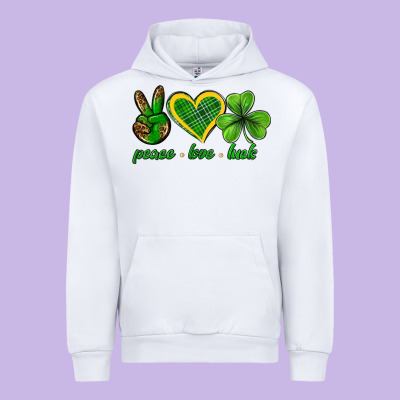 Peace Love Luck St. Patricks Day Nepeace Love Luck Urban Hoodie Designed By Neo Western