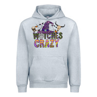Heather Grey Witches Be Crazy Urban Hoodie - CowhideDigitalArt