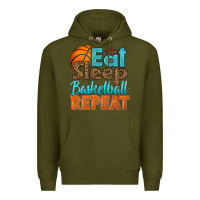 Army Green eat sleep basketball repeat Premium Hoodie - HRA Design Shop