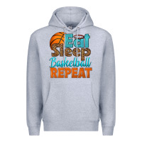 Heather Grey eat sleep basketball repeat Premium Hoodie - HRA Design Shop