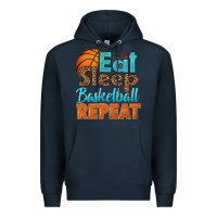 Navy eat sleep basketball repeat Premium Hoodie - HRA Design Shop