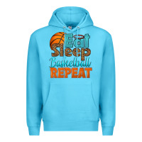 Ocean Blue eat sleep basketball repeat Premium Hoodie - HRA Design Shop