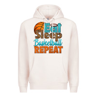Pale Pink eat sleep basketball repeat Premium Hoodie - HRA Design Shop
