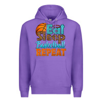 Purple eat sleep basketball repeat Premium Hoodie - HRA Design Shop