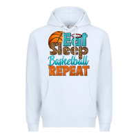 White eat sleep basketball repeat Premium Hoodie - HRA Design Shop