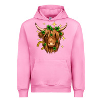 Fuchsia Pink St. Patrick's Day Highland Cow Urban Hoodie - Neo Western