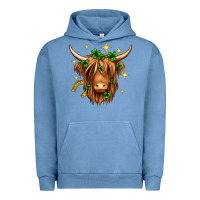 Pigment Pebble Blue St. Patrick's Day Highland Cow Urban Hoodie - Neo Western