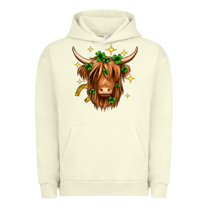 St. Patrick's Day Highland Cow Urban Hoodie by Neo Western | Teevron