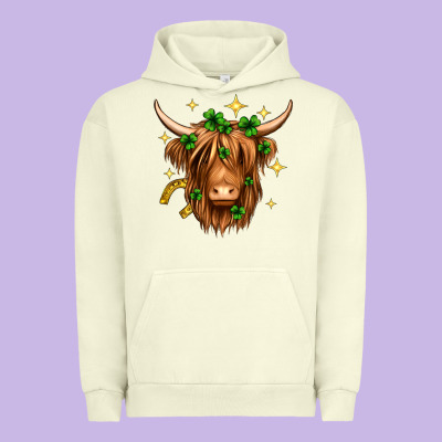 St. Patrick's Day Highland Cow Urban Hoodie Designed By Neo Western
