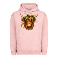 Pigment Salmon St. Patrick's Day Highland Cow Urban Hoodie - Neo Western