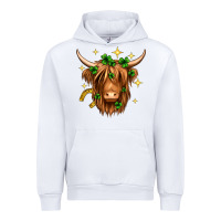 White St. Patrick's Day Highland Cow Urban Hoodie - Neo Western